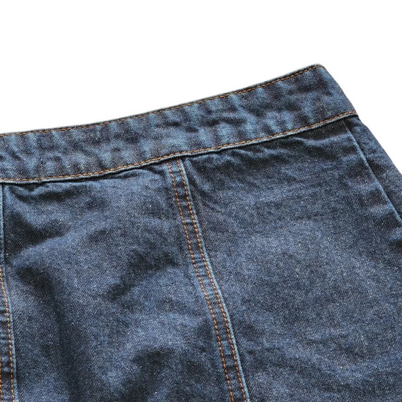 Altar'd State Womens Dark Wash Denim Jean Zip Mini Skirt Dark Blue Size Medium - Picture 3 of 10